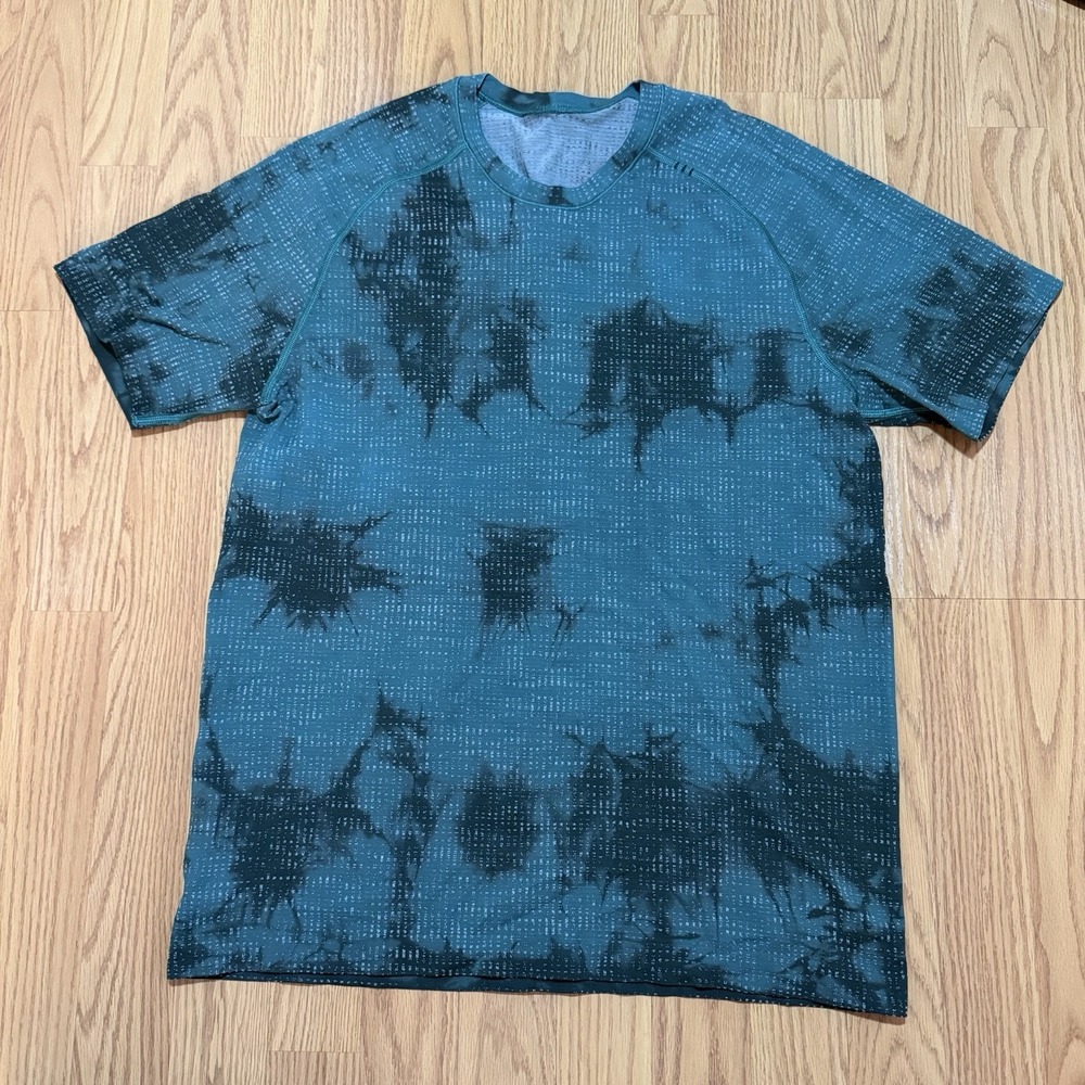 Lululemon Shirt Men's Metal Vent Tech 2.0 Marble Dye Teal Lagoon/ Green Medium